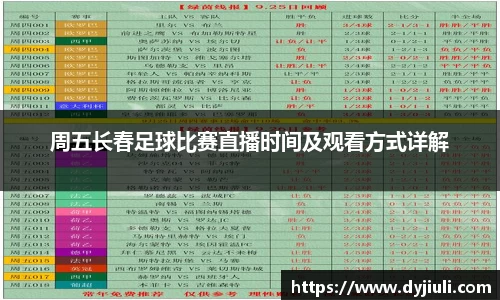 周五长春足球比赛直播时间及观看方式详解